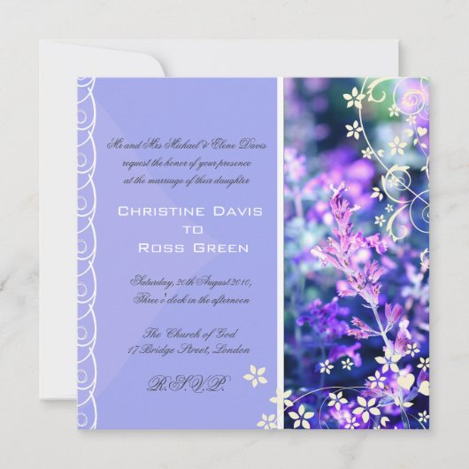 Lavender violet bruiloft uitnodiging (Voorkant)