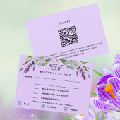 Lavender violet menu mariage QR réponse RSVP