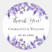 Lavender violet wedding thank you ronde sticker (Voorkant)