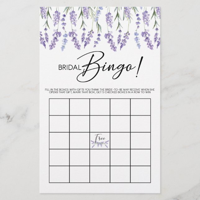 Lavender Vrijgezellenfeest Bingo (Voorkant)