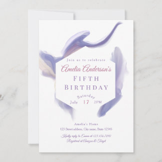 Lavender Watercolor Abstract Birthday Invitation