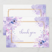 Lavender Watercolor Floral Merci Carte Note (Devant / Derrière)