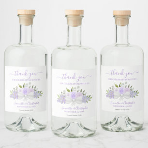 Lavender Waterverf Bouquet Wedding Bedankt Likeurfles Etiket