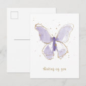 Lavender Waterverf Butterfly Briefkaart (Voorkant / Achterkant)