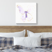 Lavender Waterverf Butterfly Canvas Afdruk (Insitu (Slaapkamer))