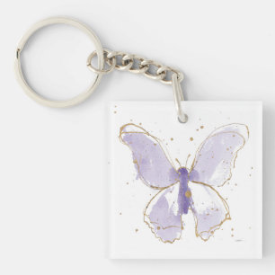 Lavender Waterverf Butterfly Sleutelhanger