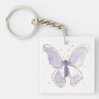 Lavender Waterverf Butterfly Sleutelhanger