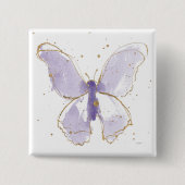 Lavender Waterverf Butterfly Vierkante Button 5,1 Cm (Voorkant)