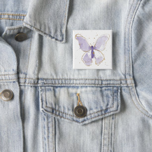 Lavender Waterverf Butterfly Vierkante Button 5,1 Cm