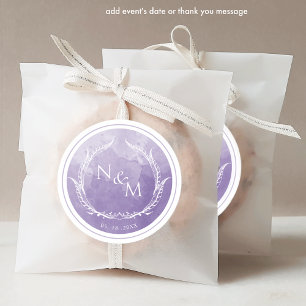 Lavender Waterverf Monogram Envelope Seal/Favor C Ronde Sticker