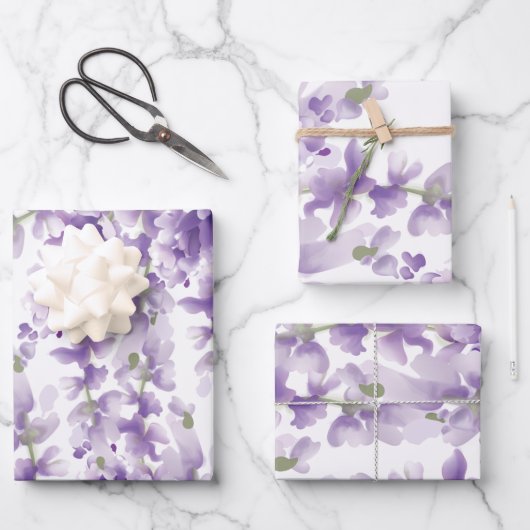 Lavender Waterverf Wedding Inpakpapier Vel (Voorkant)