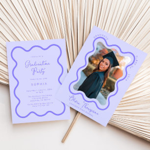 Lavender Wavy Photo Frame Graduation Invitation