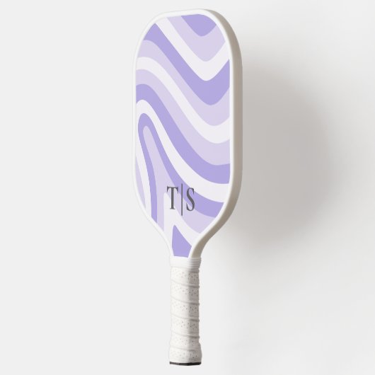 Lavender Wavy Stripe Monogram Pretty Pickleball Paddle (Links)