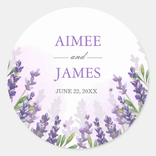 Lavender Wedding Envelope Seal Elegant Sticker (Voorkant)