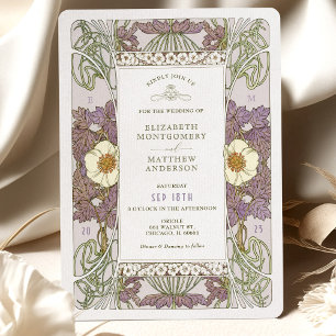  Lavender Wedding Invitation Art Nouveau Kaart