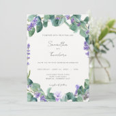 Lavender Wedding Invitation Greenery Paarse Modern Kaart (Staand voorkant)