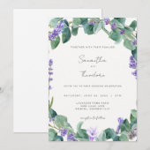 Lavender Wedding Invitation Greenery Paarse Modern Kaart (Voorkant / Achterkant)