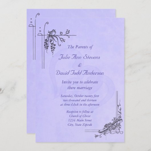  lavender Wedding Kaart (Voorkant / Achterkant)