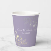 Lavender Wedding Papieren Bekers (Achterkant)