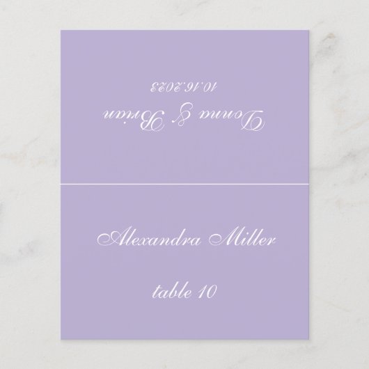 Lavender Wedding Place Card - Gedrukte gastnaam (Voorkant)