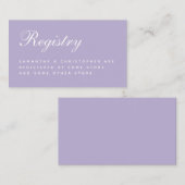 Lavender Wedding Registry Simple Script Paars Informatiekaartje (Voorkant / Achterkant)