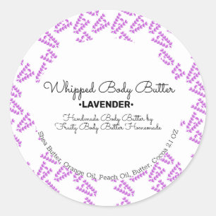 Lavender Whip Body Butter Bath Branding Packaging Ronde Sticker