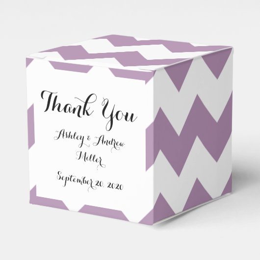 Lavender White Chevron Pattern Bedankdoosjes (Voorkant Zijde)