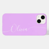 Lavender White Elegant Calligraphy Script Name Case-Mate iPhone Case (Achterkant (horizontaal))