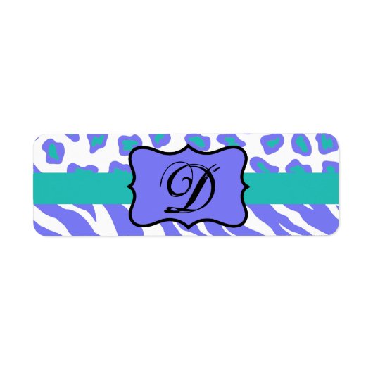 Lavender, White en Blauwgroen Zebra en Cheetah Per Etiket (Voorkant)