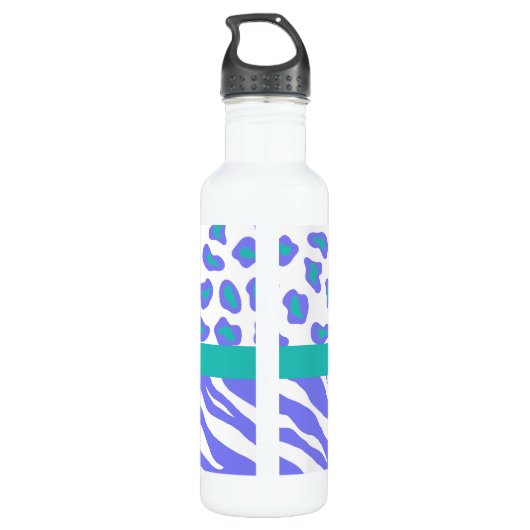Lavender, White en Blauwgroen Zebra en Cheetah Per Waterfles (Achterkant)