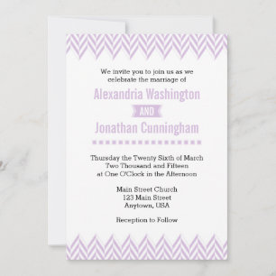 Lavender White Herringbone Wedding Invitation Kaart