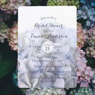 Lavender White Hydrangea Bridal Shower Invitation Kaart
