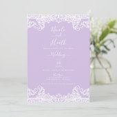 Lavender & White Lace Elegant Wedding Kaart (Staand voorkant)