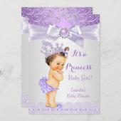 Lavender White Lila Prinses Baby shower Brunette Kaart (Voorkant / Achterkant)