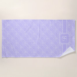 Lavender & White Monogrammed Diamond Pattern Strandlaken