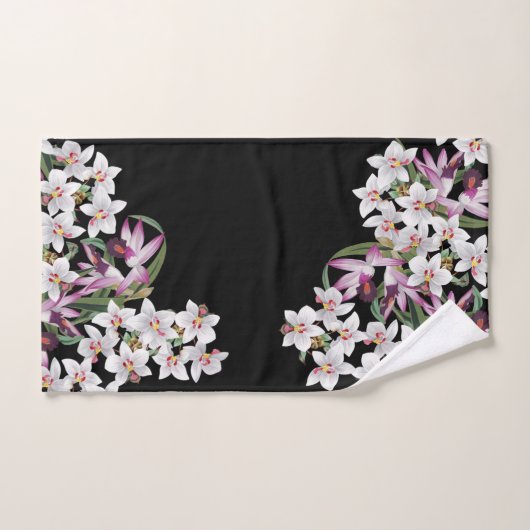 Lavender & White Orchid Flowers Bath Towel Set Bad Handdoek (Handdoek)