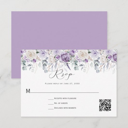 Lavender White Peonies Roses Floral Save The Date (Voorkant / Achterkant)