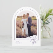 Lavender White Photo Mariage Carte de remerciement (Debout devant)