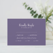 Lavender White Text Wedding Réponse RSVP (Debout devant)