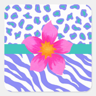 Lavender & White Zebra & Cheetah Roze ventilator Vierkante Sticker