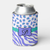 Lavender White Zebra Leopard Skin Monogram Initiaa Blikjeskoeler (Blikje Voorkant)