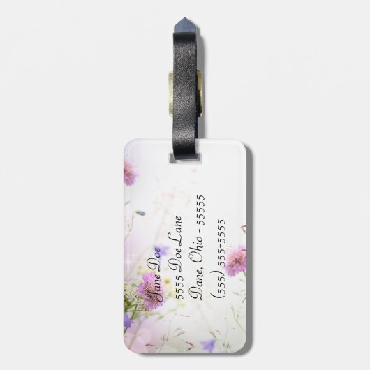 Lavender Wild Flowers Monogram Bagagelabel (Achterkant verticaal)