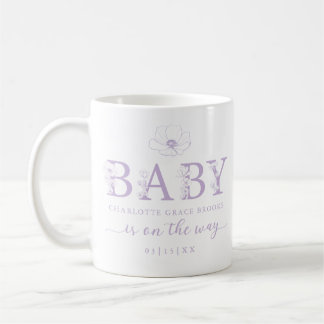 Lavender Wildflower Baby Announcement Coffee Mug