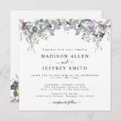 Lavender Wildflower & Greenery Wedding Invitation Aankondiging (Voorkant / Achterkant)