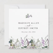 Lavender Wildflower & Greenery Wedding Invitation Aankondiging (Achterkant)