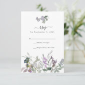 Lavender Wildflower & Greenery Wedding RSVP Kaart (Staand voorkant)