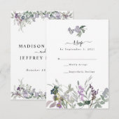 Lavender Wildflower & Greenery Wedding RSVP Kaart (Voorkant / Achterkant)