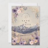 Lavender Wildflower Mountain Wedding Save The Date (Voorkant)