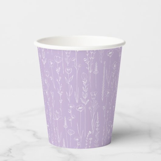 Lavender Wildflower Party Cup | Botanical Pattern Papieren Bekers (Voorkant)