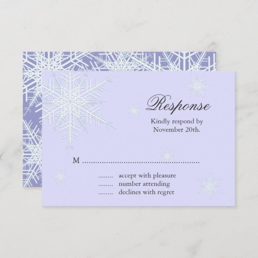 Lavender Winter Snowflake Wedding RSVP (Devant / Derrière)